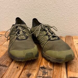 Salomon Trail Running Shoes Olive Green Mens Size 13 Athletic Sneakers